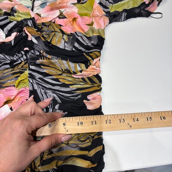NWT Favorite Daughter Floral Bad Decisions Ruched Midi Dress in Hawaiian Vacay - Picture 8 of 16